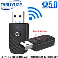 TABLLYUGE USB Bluetooth 5.0 Transmitter & Receiver 3 In 1 Adapter 3.5mm AUX Plug And Play For TV PC Headphones Home Stereo Car