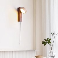 Bedroom headboard wall lamp with pull wire switch can rotate the French medieval wabi-Sabi solid wood retro lighting cream wind