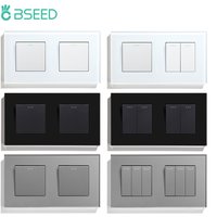 BSEED Double 1/2/3Gang Wall Light Switches 1Way Mechanical Button Switch On Off Glass Panel EU Standard 157mm