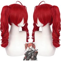 Anime Red Double Ponytail Cos Wig Kasane Teto Same Style Curly Hair for Halloween Comic Con Heat Resistant Synthetic Wig