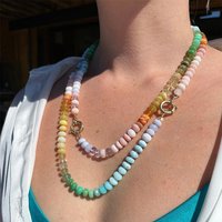 Summer Candy Color Natural Stone Bead Chain Choker Can Be Paired with DIY Pendant Clavicle Neckalce Fashion Jewelry Gift for Her