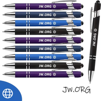 11-piece metal ballpoint pen set with "JW.ORG" engraving and earth icon design, perfect office gift