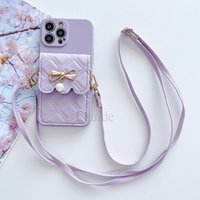 Cute Wallet Bag Case for Samsung Galaxy S26 S25 Ultra S24 FE S23 Plus S22 Edge A16 A36 A17 Crossbody Lanyard Leather Strap Cover