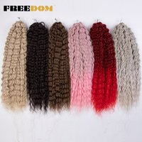 FREEDOM Synthetic Curly Hair For Braids 24 Inch Water Wave Twist Crochet Braid Hair Ombre Pink Ginger Braiding Hair Extensions