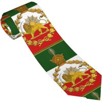Iran's Flag With A Golden Lion And Sun Tie Daily Wear Neck Ties Adult Vintage Cool Necktie Accessories Quality Custom Collar Tie
