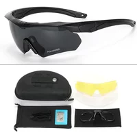 Tactical Windproof Shockproof Goggles 3 HD Interchangeable Lenses for Airsoft Motocross Mountaineering Outdoor Eye Safety Gear
