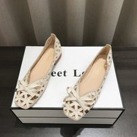 Elegant Ladies' Lace-up Bow Flat Shoes, Breathable Mesh Hollow Out Loafers, Comfortable Walking Shoes for Daily Wear
