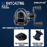 DEUKIO Mini Baitcasting Fishing Reel Magnetic Brake 7.0:1 5+1BB Hybrid Ceramic Bearing With DC Electronic Brakes and Spare Spool