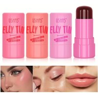 4 Colors Jelly Blush Stick Lip Balm Eyeshadow 3-in-1 Multi-Use Matte Blush Moisturize Brighten Lip Gloss