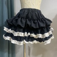 Y2K Gothic Girl's Short Skirt Elastic High Waist Ruffle Tiered Mini Skirt Hotsweet Lolita Pumpkin Shorts Kawaii Skirt Streetwear