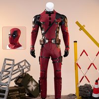 Men Movie Cosplay Costume Movie Cosplay【XS-3XL】WakuWaku Red Black Men Costume Dead Hero Uniform Movie Costume Mask Plus Size