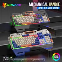 XUNFOX K90Wired keyboard 104 keys with hand rest, high-looking full-key plug-and-play game office universal computer keyboard