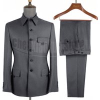Men's Suit Set Formal Blazer and Pants Two Piece Outfit Classic Stand Collar Single Breasted Business Casual Tailored Male Suit