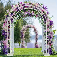 qwWhite Wedding Ceremony Arch Frame Metal Backdrop Outdoor Garden Archway Pergola Party Decoratione