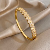 Glossy Round Rhinestone Star Cuff Bangle Bracelets for Women Trendy Gold Plated Copper Wristband Bracelet Party Jewelry Gifts
