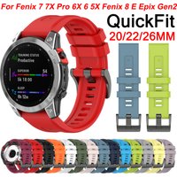20 22 26mm QuickFit Silicone Strap for Garmin Fenix 7X Pro 7 7S 6X 6 5X 5S Plus WatchBand Fenix 8 Tactix 8 47MM Epix Gen2 correa