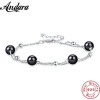 925 Sterling Silver Bracelet Black Agate Chalcedony 18k Gold Bracelet Engagement Party Jewelry Gift For Women