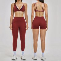 2PCS Yoga Suit Women Tracksuit Sports Bra High Waist Leggings Shorts Outfits Gym Set Fitness Shorts Workout Clothes Sportswear