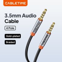 CABLETIME Audio 4-Pole 3.5mm Cable TRRS 4-Conductor Auxiliary Aux Cable For Phone Headset Microphone Car Music HIFI Audio Cabl