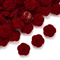 30 red romantic resin velvet rose bead flat beads, suitable for DIY jewelry making couple bracelets and necklaces
