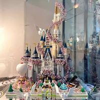 Princess Castle Building Blocks High Aesthetic Sakura Bouquet Model Building Toys Birthday Gift for Girls Plastic Blocks