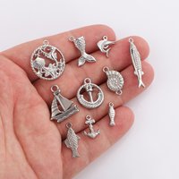 5pcs/lot Stainless Steel Fish Anchor Sailboat Conch Fishtail Charms Marine Life Pendants DIY Ocean Series Jewelry Making