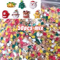 50pcs-mixed Kawaii Christmas 3D Nail Art Charms Resin Santa Claus, Elk, Snowman, Stars, Xmas Tree Festive Holiday Nail Supplies