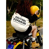 American Retro Newsboy Bag Motorcycle 13 Inch Laptop Bag Crossbody Bag Soft Canvas Youth Casual Waterproof Inner Pocket