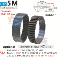 HTD5M Timing Belt Model from 150-5M to 445-5M High Precision Wear Resistant 5M Rubber Synchronous Belt for Industrial Machinery