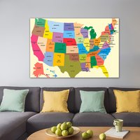 The USA Map In English 150*100cm Canvas Painting Wall Art Poster and Prints Office Supplies Living Room Home Decoration