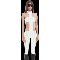 Sexy Y2K trendy streetwear, fashionable punk hanging neck, retro spicy girl slim fit jumpsuit pants