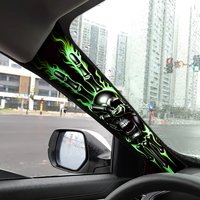 Two-piece set of car interior stickers, hand-shaped pattern, elastic fabric, self-adhesive, for decorating car A-pillars.
