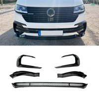 5Pcs/Set A Style Front Splitter Lip For VW T6.1 Transporter 2019-2021 Gloss Black