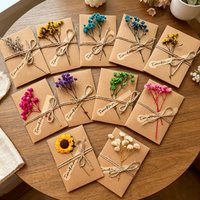 Vintage Kraft Handmade Blank Flower Thank You Note Card Hemp Rope Envelope for Birthday Party Invitation Card Greeting Card.