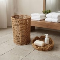 Paper Rope Trash Can Versatile Use Paper Rope Bin Lidded Trash Can Soft Weave Look Hand Woven Waste Basket Elegant