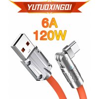 Usb Type C Charging Cable 180 Degree Rotating Elbow Zinc Alloy Fast Charging Data Cable 6a Fast Charging For Mobile Games