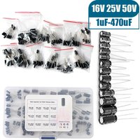 120PCS Electrolytic Capacitor Kit 16V 25V 50V 1uF-470uF Aluminum Electrolyte Capacitors - 12 Values DIP for Electronics Projects