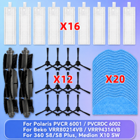 Fit For Beko VRR 70214 VB /VRR80214VB/VRR94314VB,Polaris PVCR 5001 6001 5002,360 S8/S8 Plus,Medion X10 SW Parts Brush Filter Mop