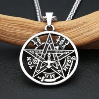 Vintage Punk Witchcraft Pentagram Pendant For Men Women Jewish Hebrew Four-Word Stainless Steel Amulet Jewelry Prayer Gifts