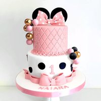 Mouse Cake Topper Pink Bow Ears Cake Decorations for Girl Birthday Baby Shower Party Supplies