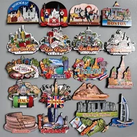 Russia Thailand Dubai Austria Las Vegas New York USA Germany Norway Italy London Wooden Fridge Magnets Tourist Souvenir