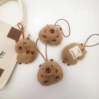 Kawaii Plush Capybara Keychain Anti-lost Mark Name Tag Key Holder For Kid Kindergarten Backpack Cute Pendant Decor Gift 2024
