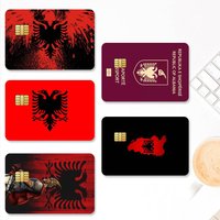 Flag Albania Credit Card Stickers 4PCS Anti-scratch Waterproof Skin for Bank Debit Decorative Protection