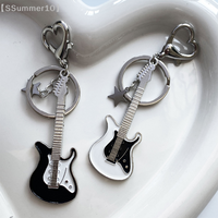【SSummer10】Y2K Black White Guitar Love Star Keychain - Vintage Aesthetic Pendant Fashion Accessory for Women【SS】