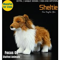 Sheltie Dog Plüschtier High Fidelity Rough Collie Plushie Shetland Sheepdog Peluche Lebensechte Kuscheltiere Simulation Puppenspielzeug