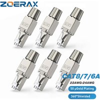 ZoeRax Cat8 Cat7 Cat6A RJ45 Connector, Tool-Free Toolless Shielded Ethernet Termination Plug for Solid Bulk S/FTP Ethernet Cable