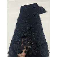 African 3D Flower Lace Fabric 2026 High Quality French Mesh Beaded Lace Fabric Nigerian Sequins Lace Fabrics For Wedding Dress