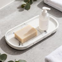 Bathroom Vanity Tray Countertop, 10In Silicone Oval Tray, Bathroom Organizer Tray for Jewelry/Perfume/Soap Dispenser/Hand Towel