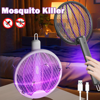 Upgraded Electric Mosquito Killer Foldable Handheld Bug Zapper USB Rechargeable Fly Swatter With UV Light Trap Insect Killer