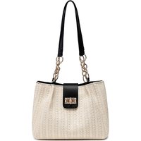 Chic Hand Straw Woven Tote Bag Stylish Women Handbag Shoulder Bag with Chain Leather Shoulder Strap Fashion Shopping Travel Bag